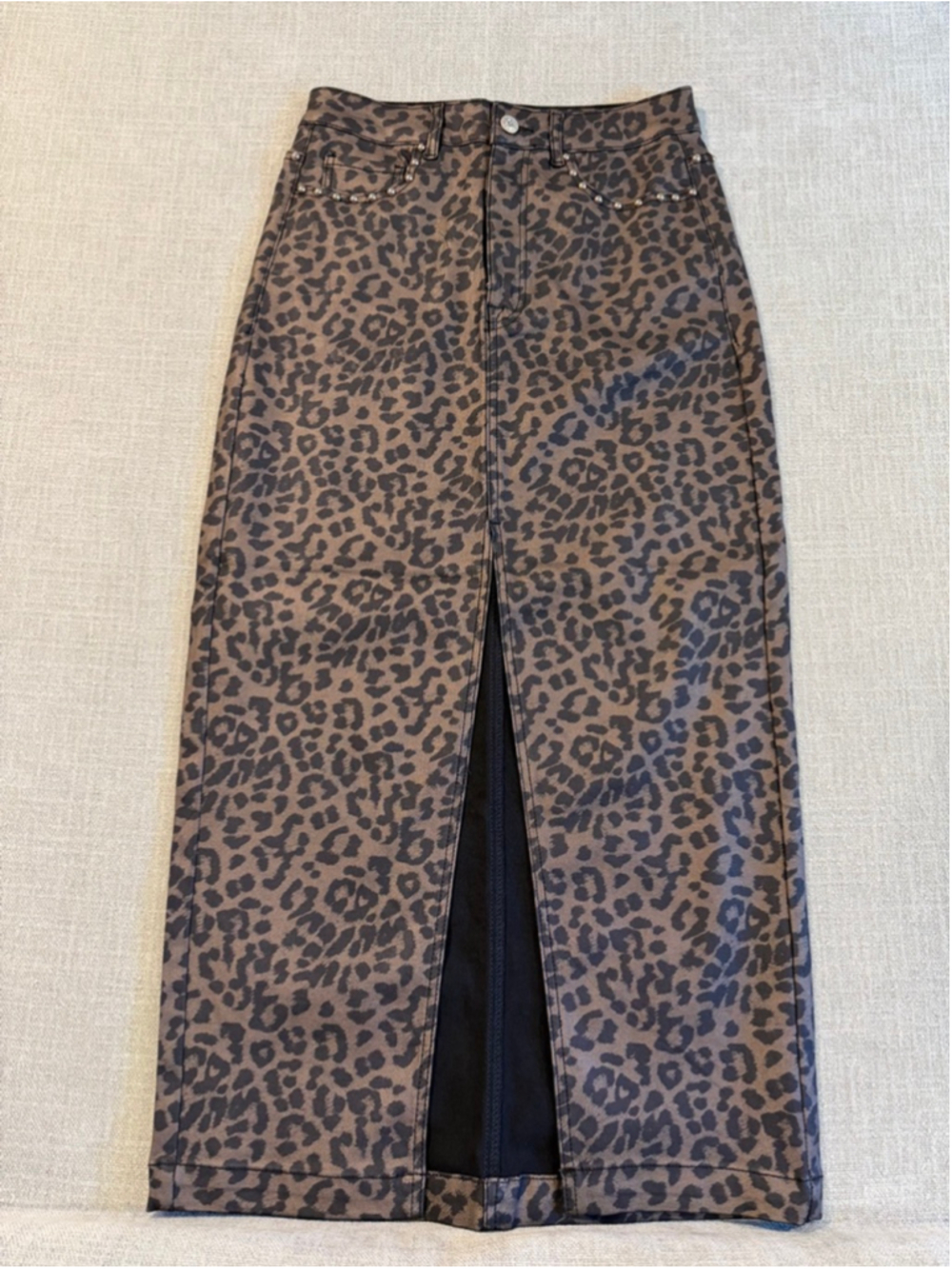 VBRT Leopard Out Of The Wild Rhinestone Column Skirt Womens size large - Picture 7 of 12